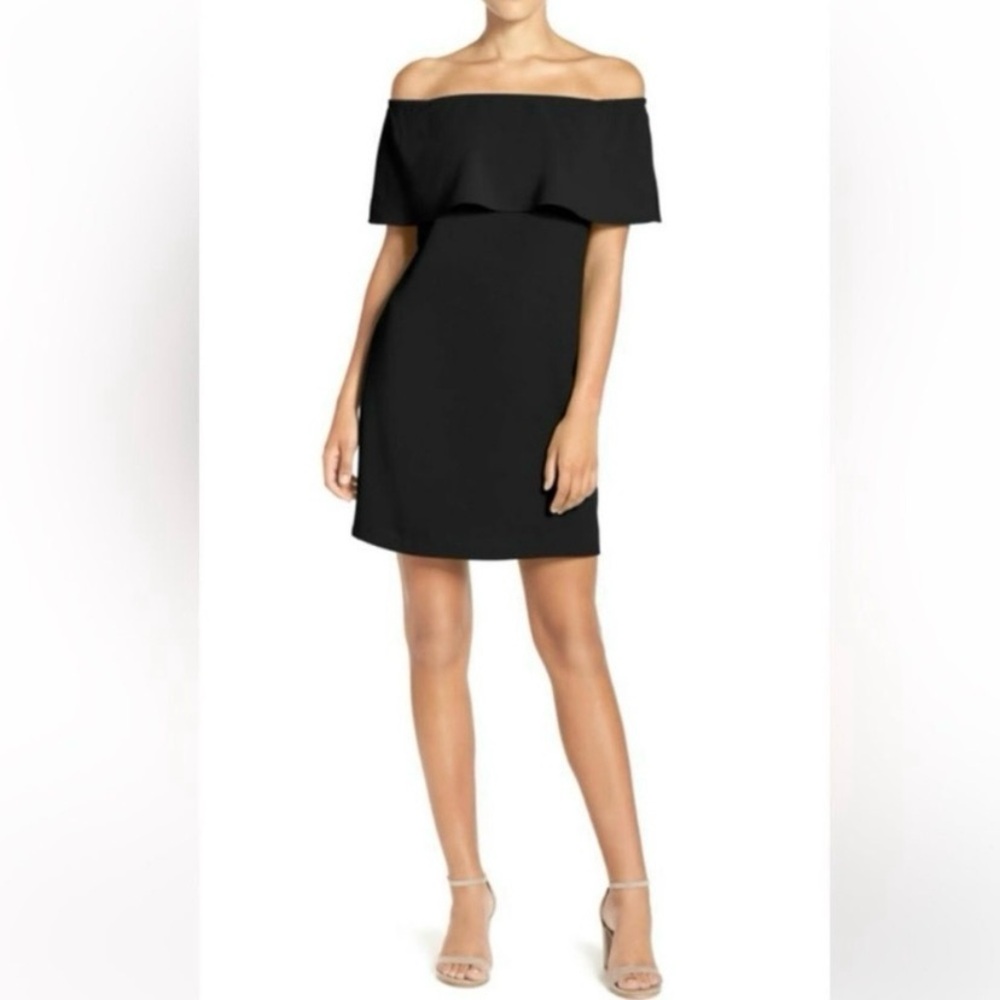 Charles Henry Black Off Shoulder Cape Top Dress Size Large